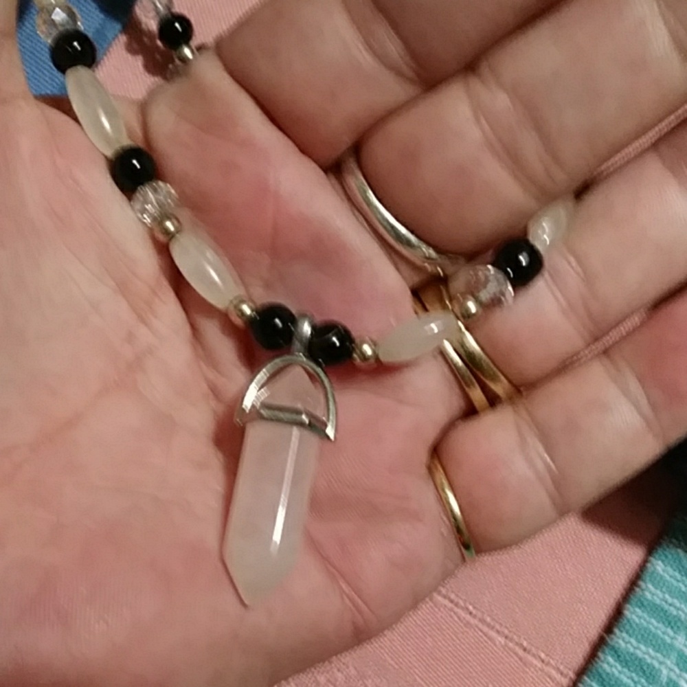 📌SOLID STERLING SILVER -ROSE QUARTZ,BLK.ONYX/ 20"